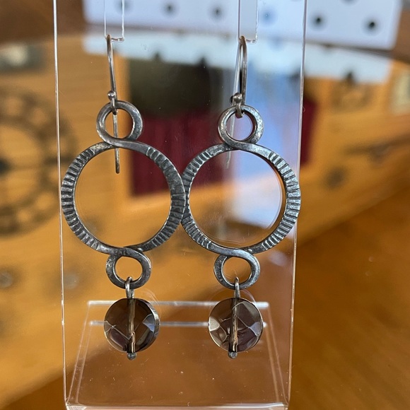 Signed Silpada 925 Sterling Silver Faceted Brown Smoky Quartz drop earrings - Picture 11 of 14